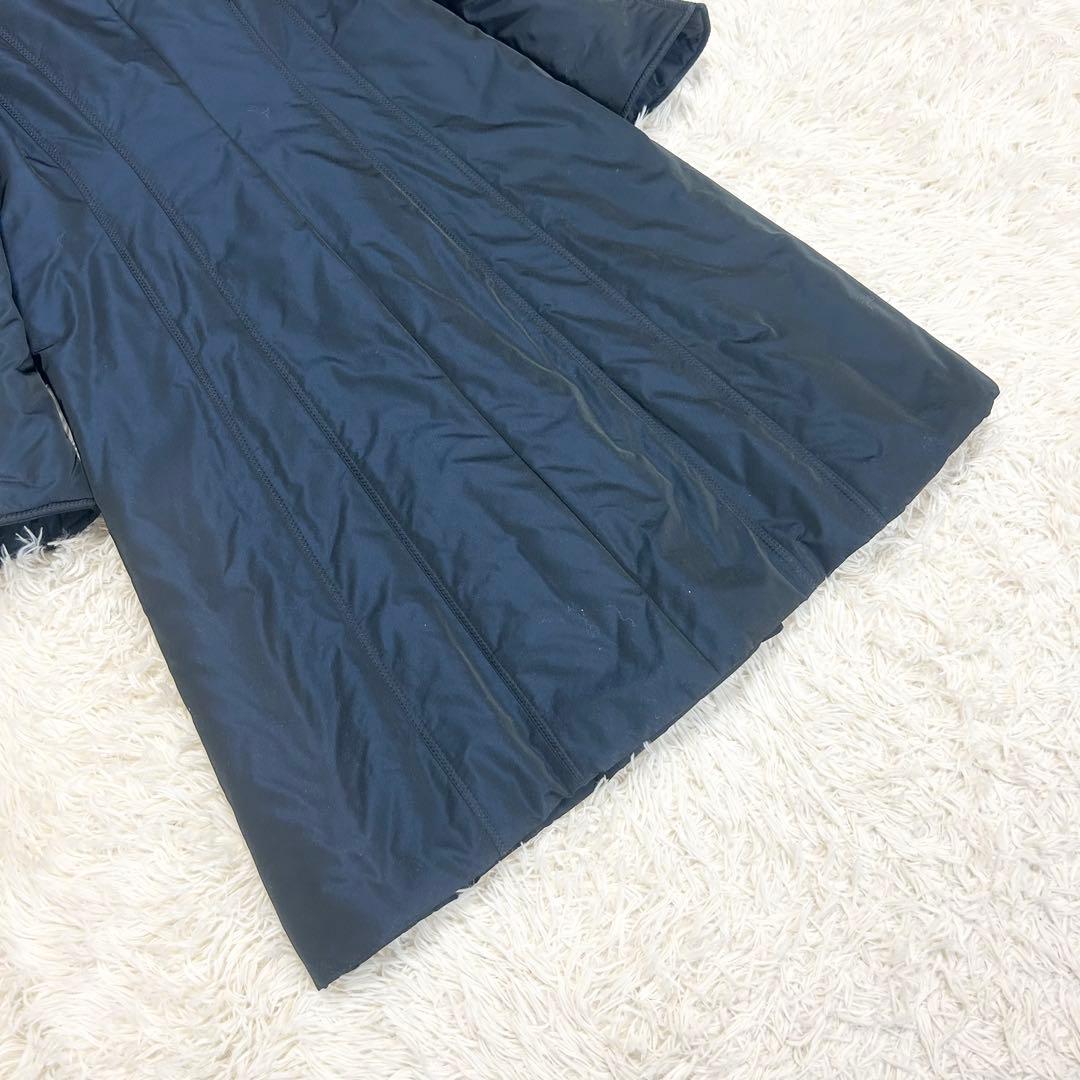 HANAE MORI ハナエモリ 中綿ダウンコート Aライン ネイビー 羊革