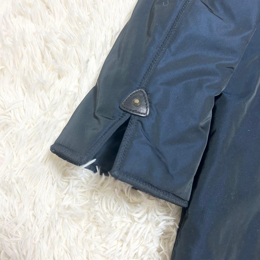 HANAE MORI ハナエモリ 中綿ダウンコート Aライン ネイビー 羊革