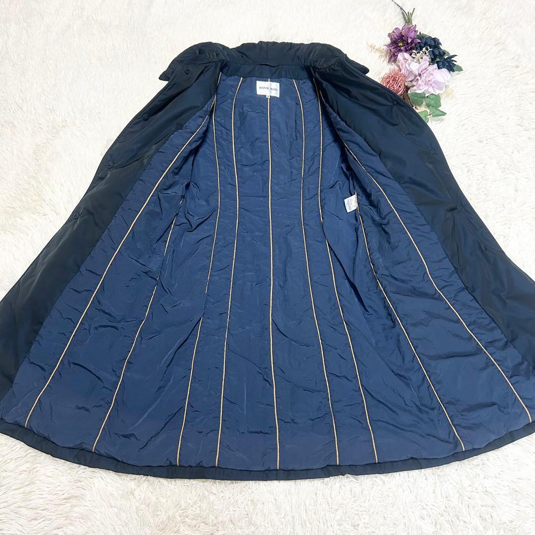 HANAE MORI ハナエモリ 中綿ダウンコート Aライン ネイビー 羊革