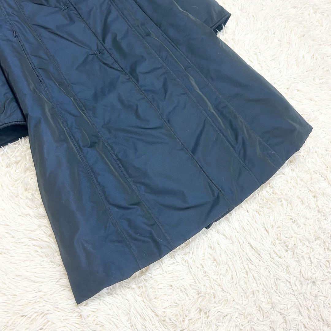 HANAE MORI ハナエモリ 中綿ダウンコート Aライン ネイビー 羊革