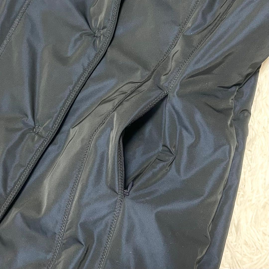 HANAE MORI ハナエモリ 中綿ダウンコート Aライン ネイビー 羊革