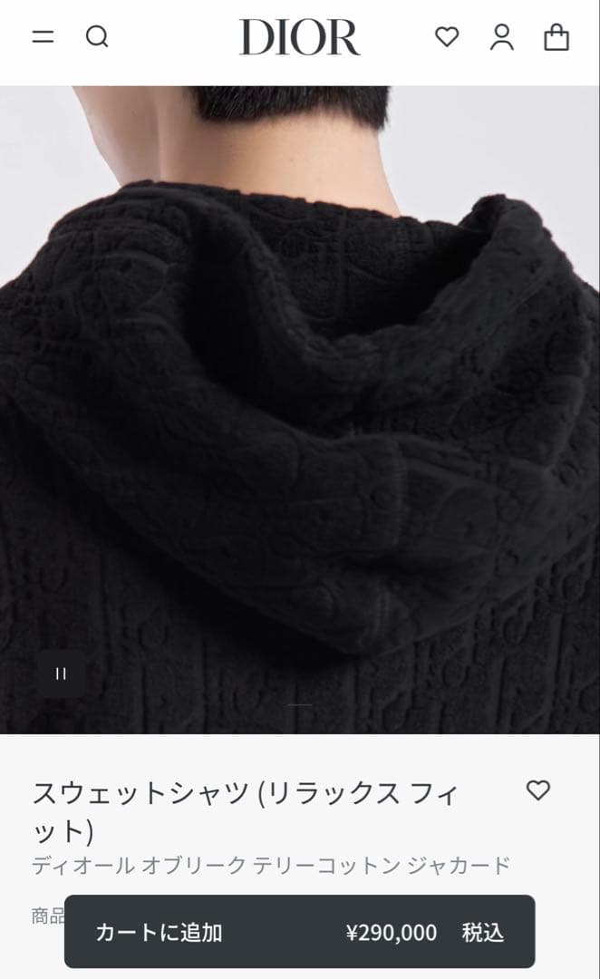 日本正規品　ディオール　パーカー　オブリーク　黒　M