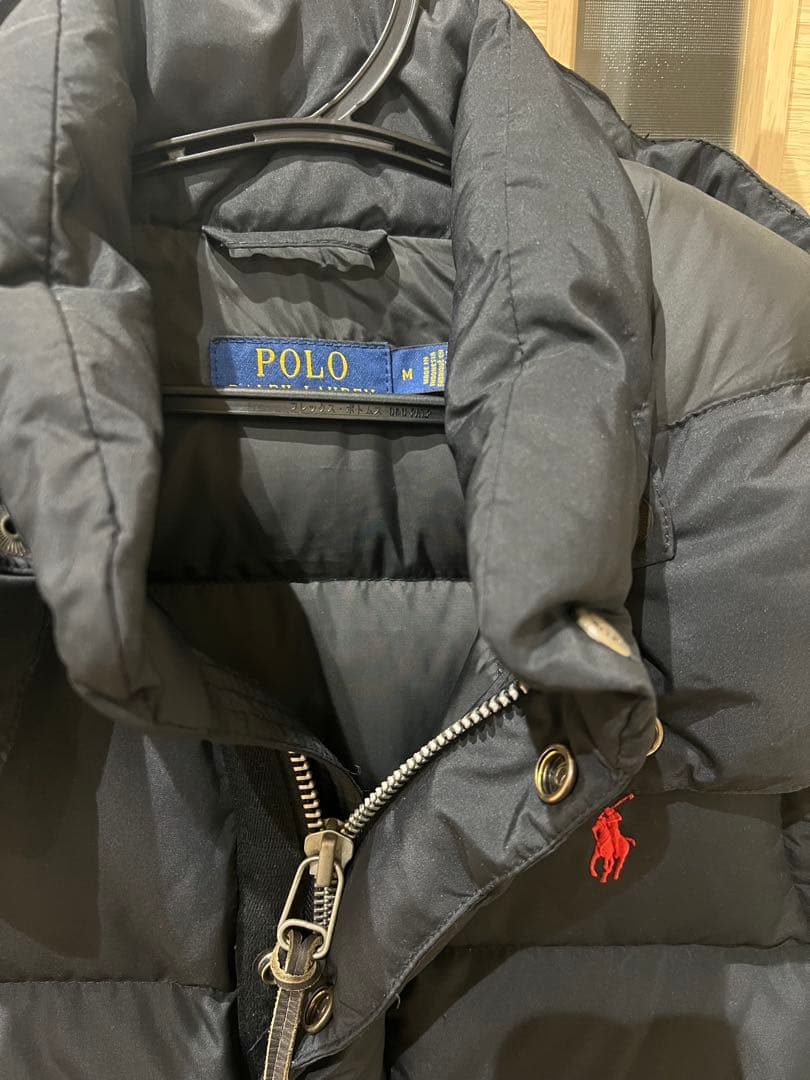 POLO 黒 ダウンベスト フード付き（レディース）