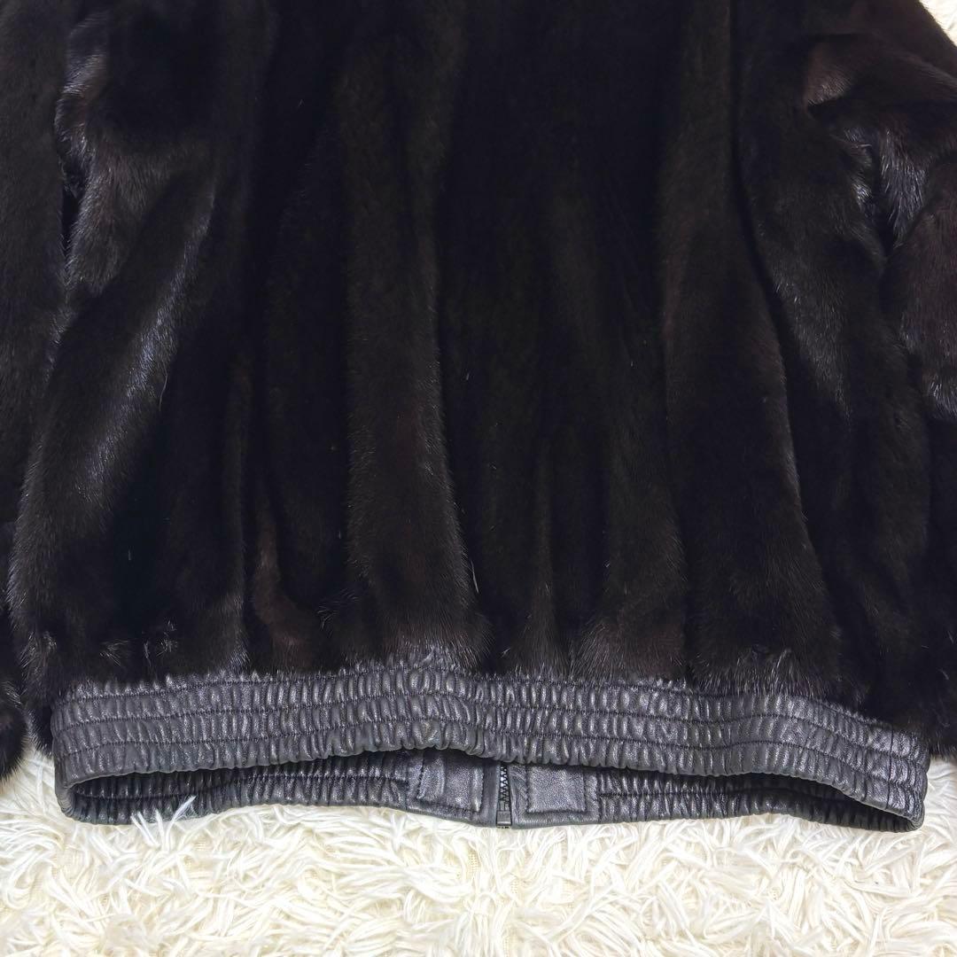 最高級 レザー ジャケット ブラックミンク リバーシブル ブラック 羊革 LL
