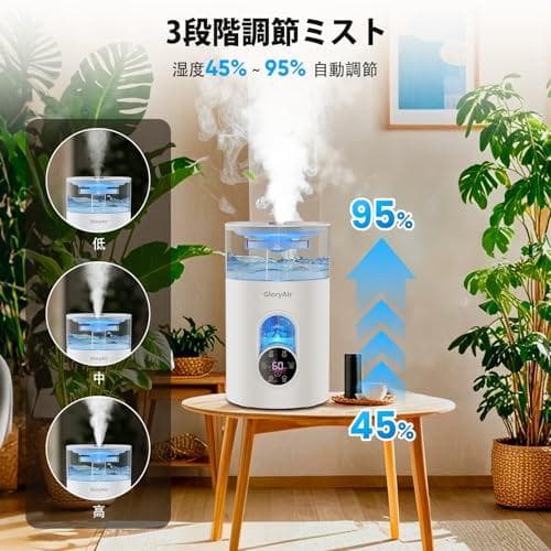 加湿器 蒸汽式 大容量 6L【2025新登場 ・加热式 ・自動加湿調整】ハイpo