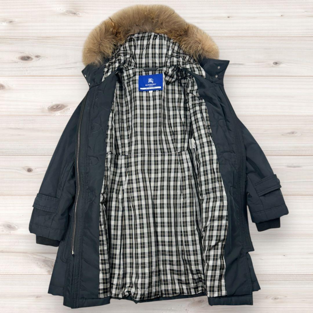【美品】バーバリーブルーレーベル ダッフル風 中綿コート ノバチェック 38