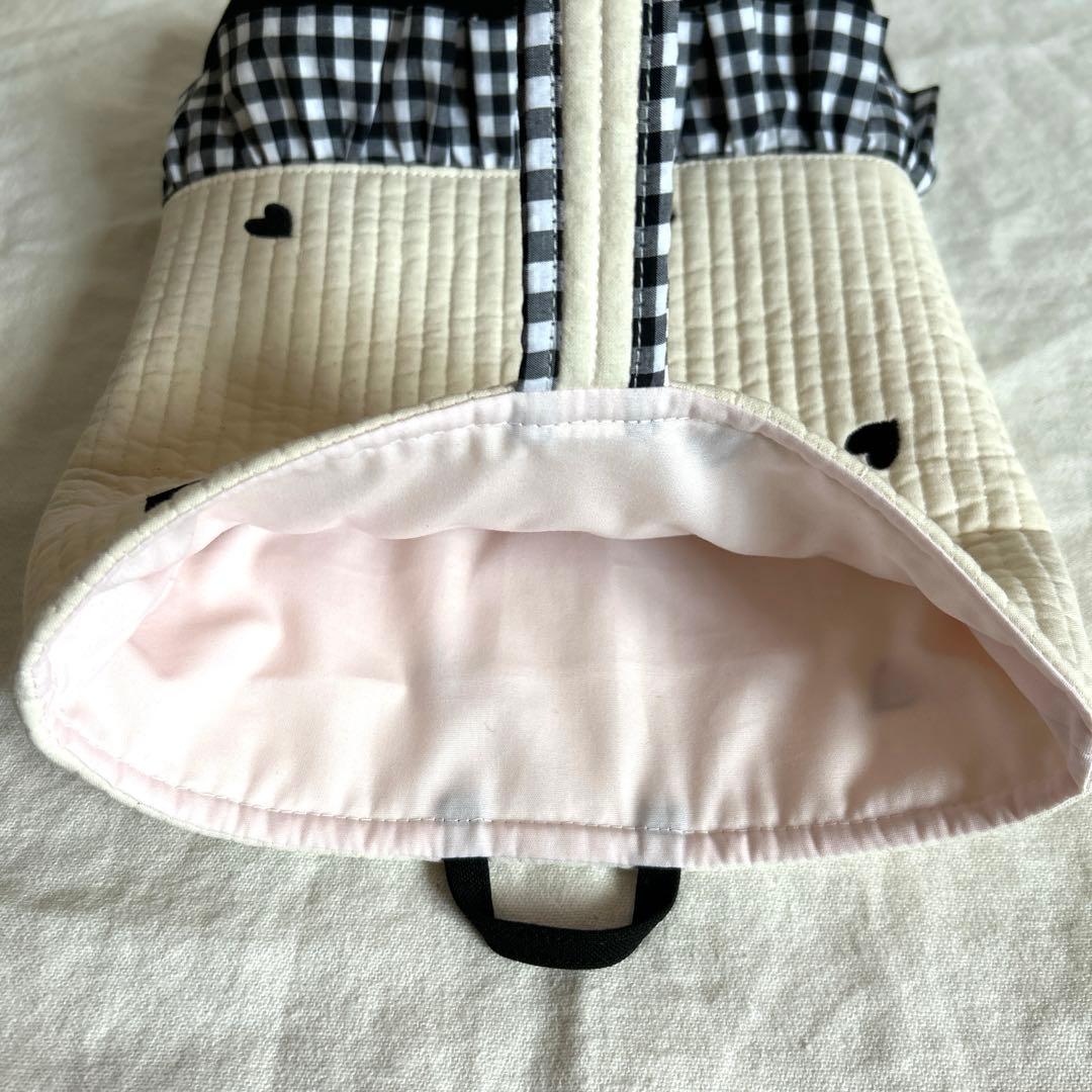 メー❤︎翌日発送！圧縮梱包！　【白地黒ハートヌビ×黒チェック】　女の子