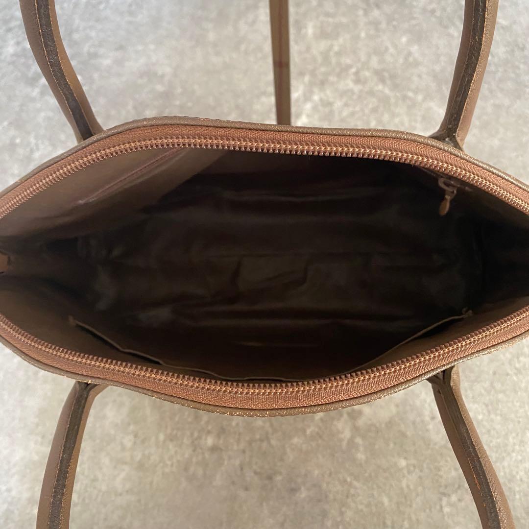 バーバリー　トートバッグ　2way ノバチェック　タマムシ　キャンバス　レザー