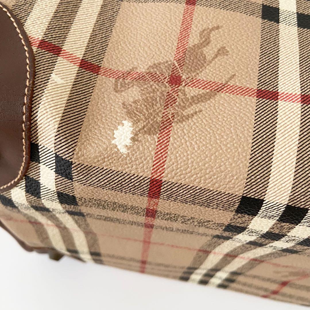 バーバリー ノバチェック ミニボストンバッグ レザー シャドーホース　PVC