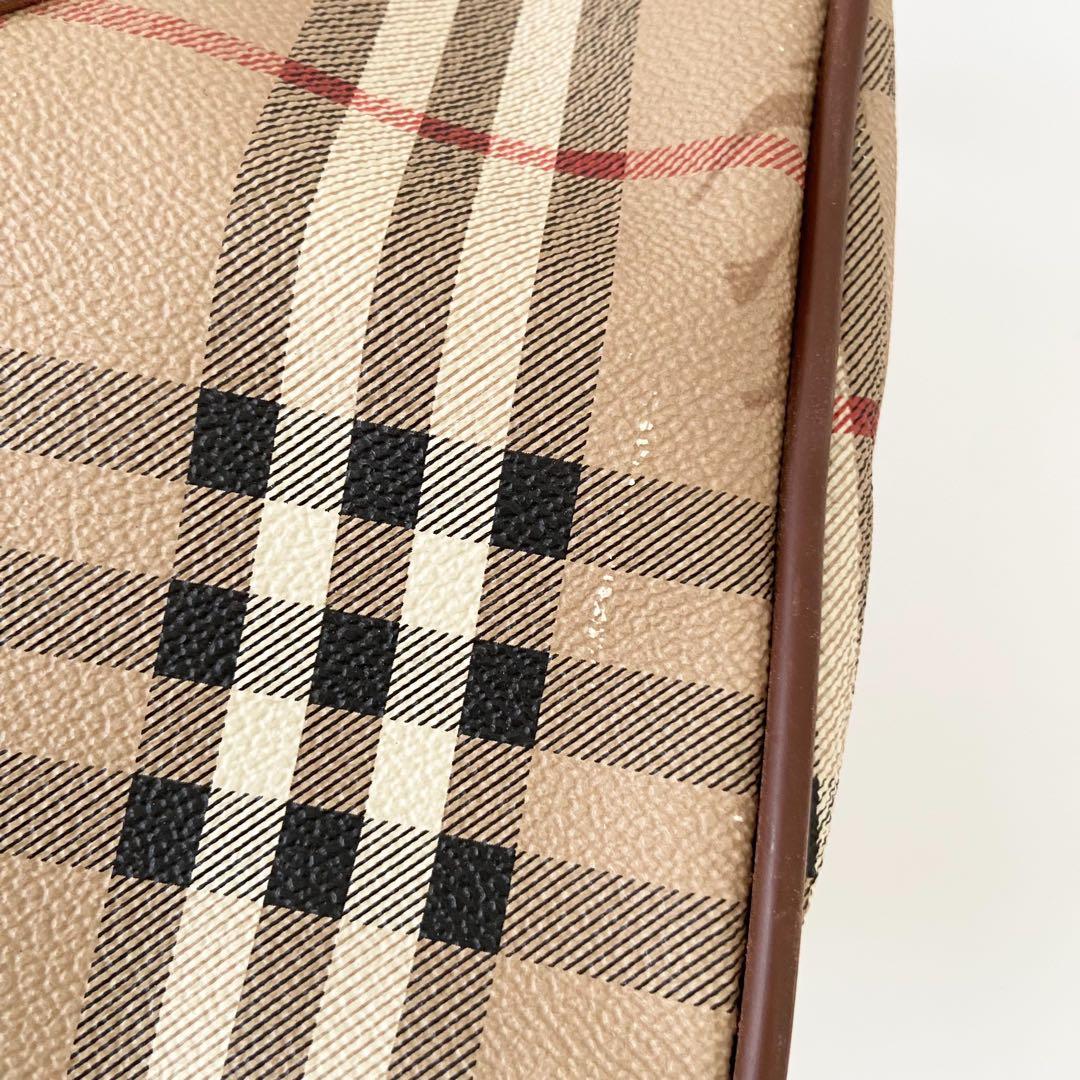 バーバリー ノバチェック ミニボストンバッグ レザー シャドーホース　PVC