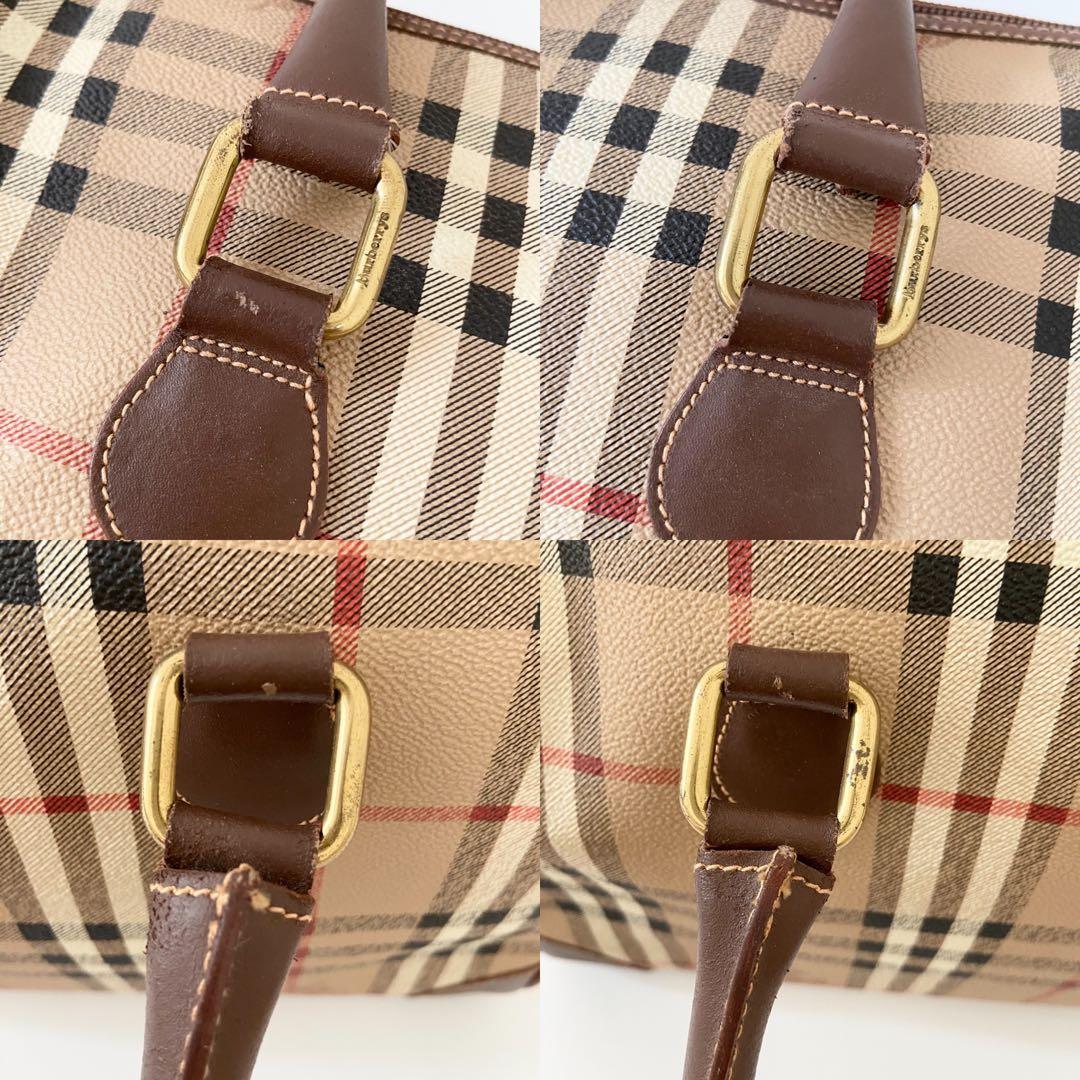 バーバリー ノバチェック ミニボストンバッグ レザー シャドーホース　PVC