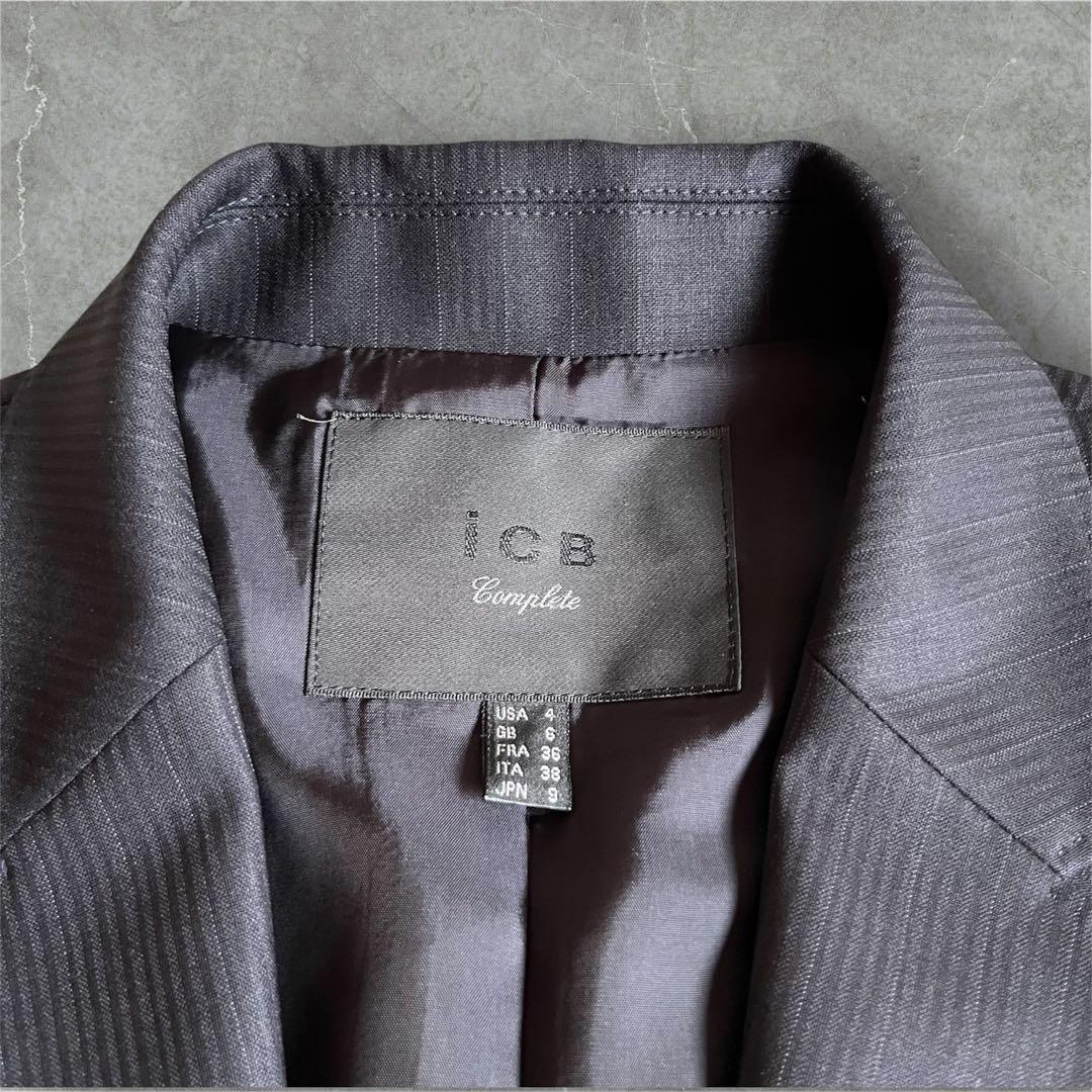 ☆美品☆ icb レディース　パンツスーツ　ストレッチ　１つボタン　ストライプ