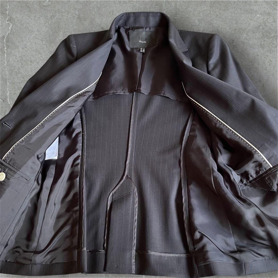 ☆美品☆ icb レディース　パンツスーツ　ストレッチ　１つボタン　ストライプ