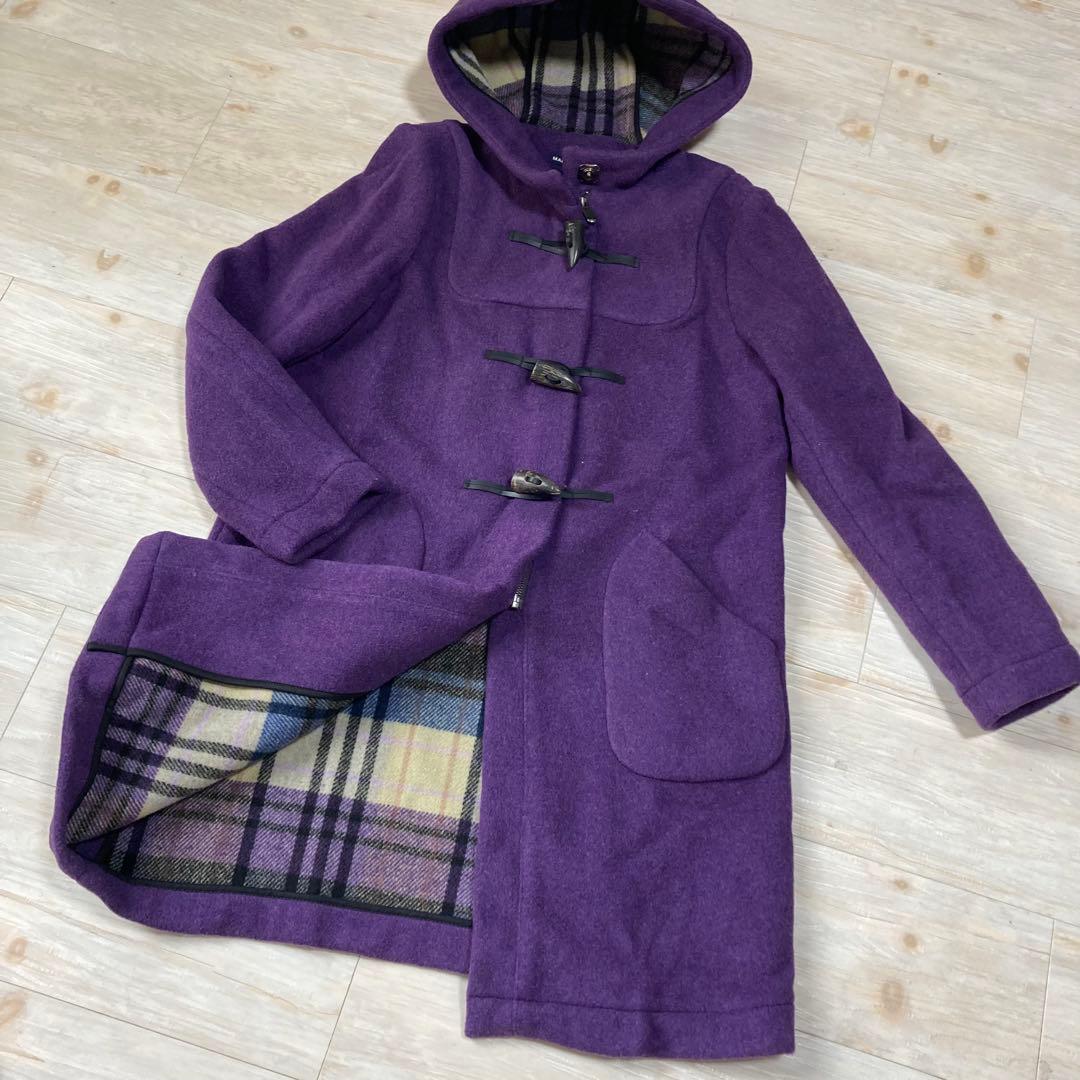 美品 ロンドントラディション ダッフルコート チェック柄 ロング パープル