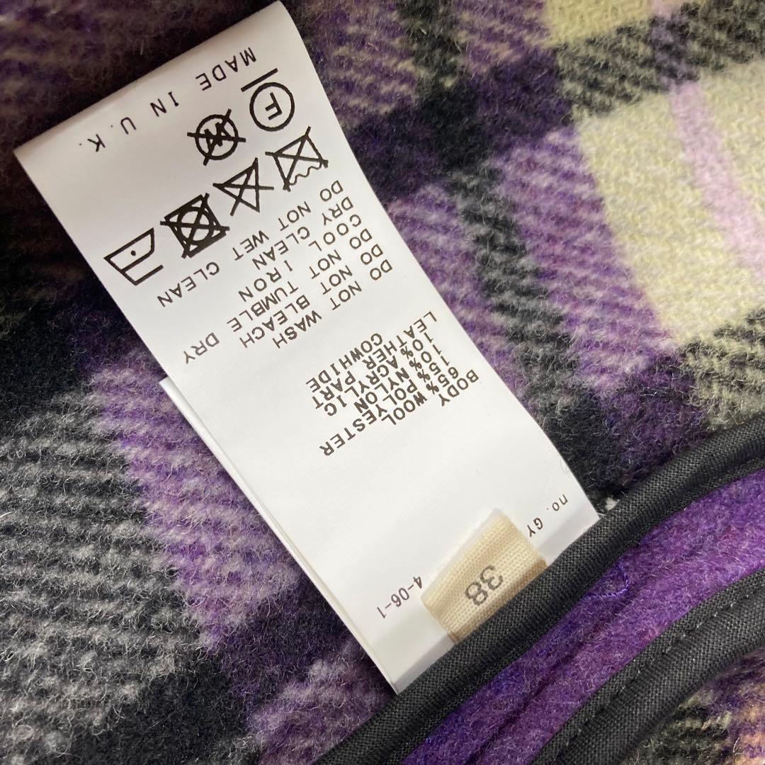 美品 ロンドントラディション ダッフルコート チェック柄 ロング パープル