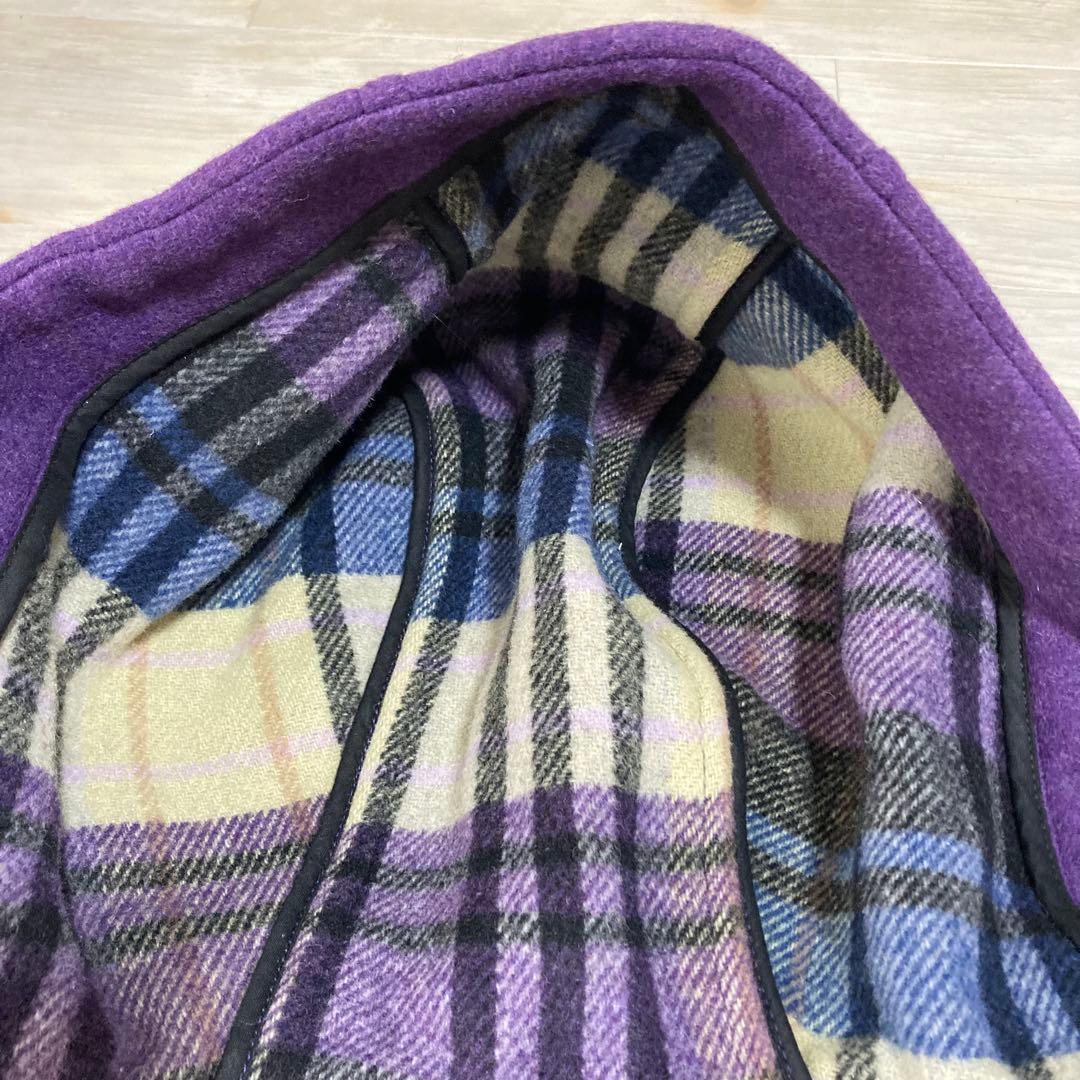 美品 ロンドントラディション ダッフルコート チェック柄 ロング パープル