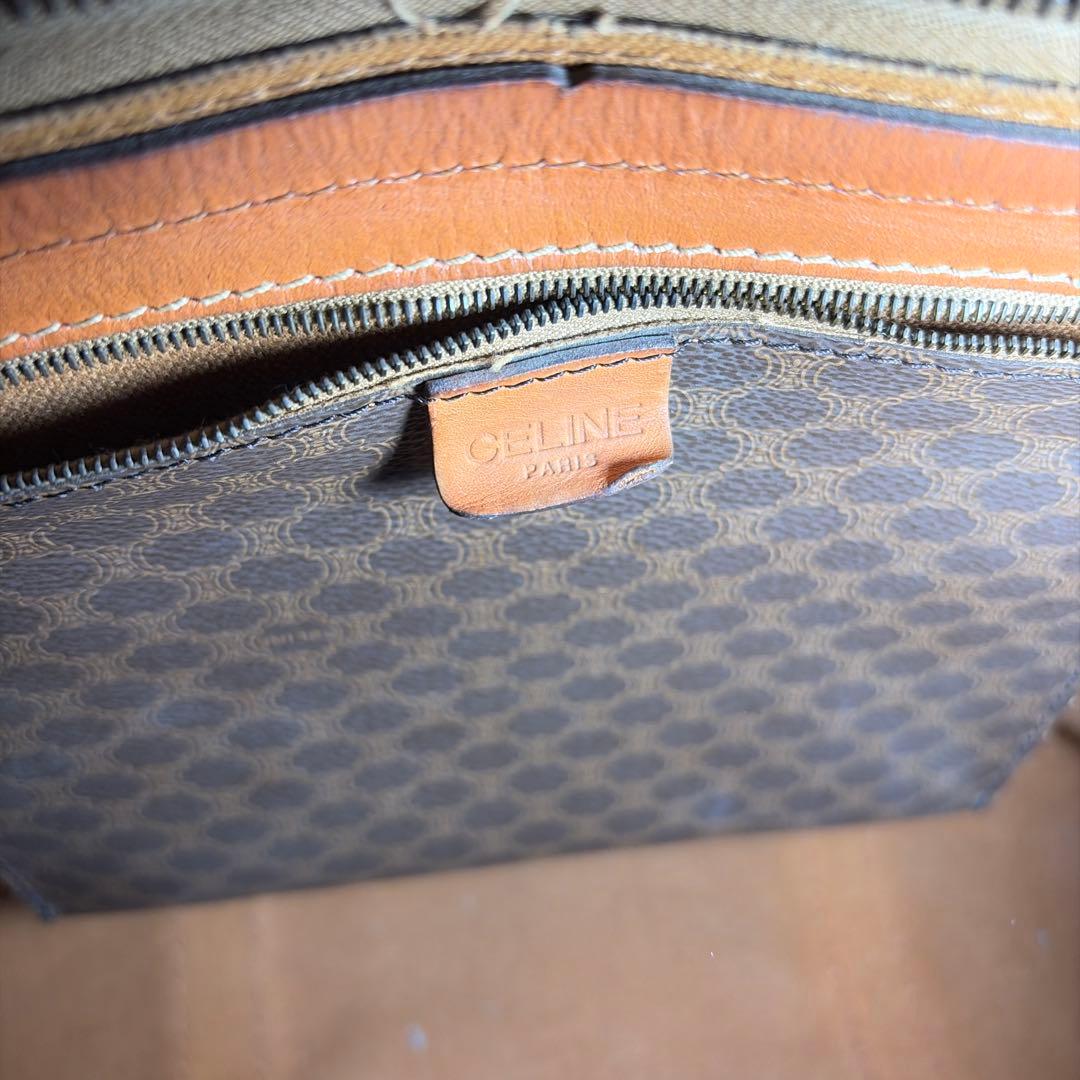 セリーヌ　ボストンバッグ　ショルダー付き　マカダム　レザー