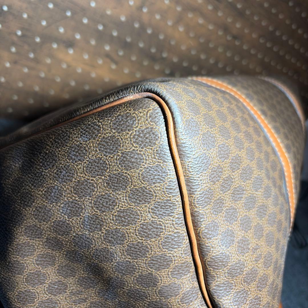 セリーヌ　ボストンバッグ　ショルダー付き　マカダム　レザー