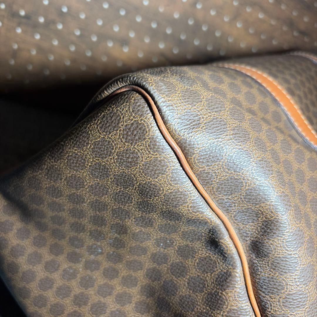 セリーヌ　ボストンバッグ　ショルダー付き　マカダム　レザー