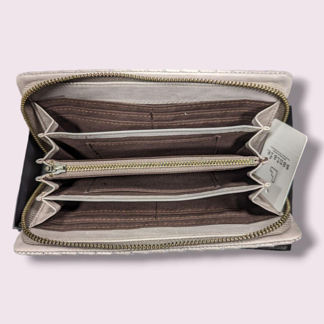 サンタフェ Santa Fe 長財布 イントレチャート 馬革 グレー da1