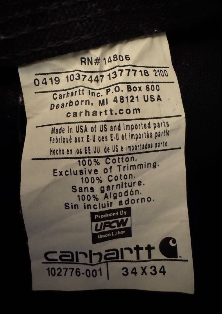 carhartt カーハート ダブルニー　オーバーオール　34×32