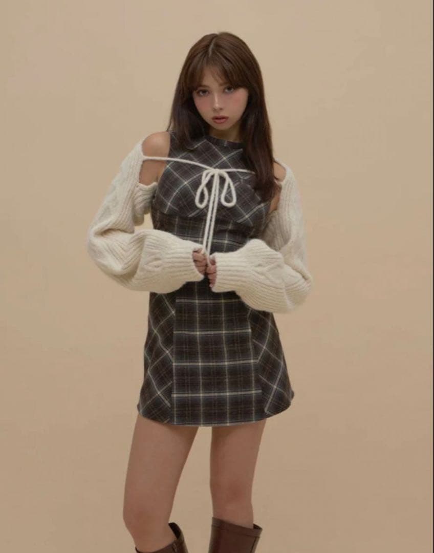 【正規品】Mimi check set mini dress andmary