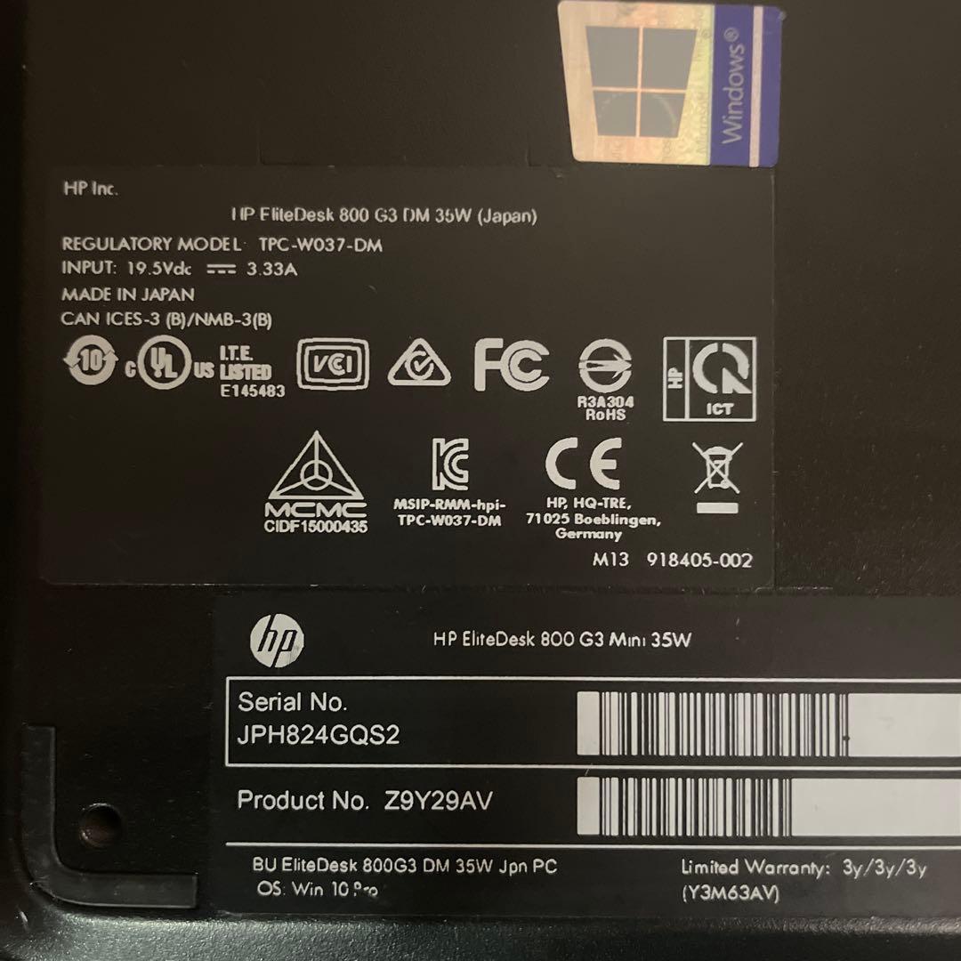 【美品 Win11】HP EliteDesk 800 G3 DM 35W