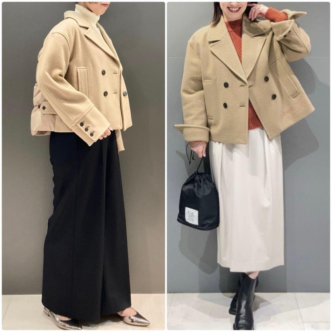 theory luxe 24AW 異素材切り替え　カシミヤ混ショートダウンコート