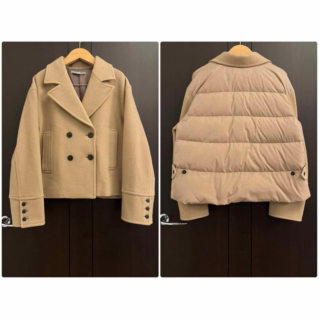 theory luxe 24AW 異素材切り替え　カシミヤ混ショートダウンコート