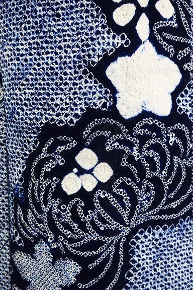 ★専用★美品 浴衣 有松絞り バチ衿 紺色 花文 身丈158cm 裄丈65cm