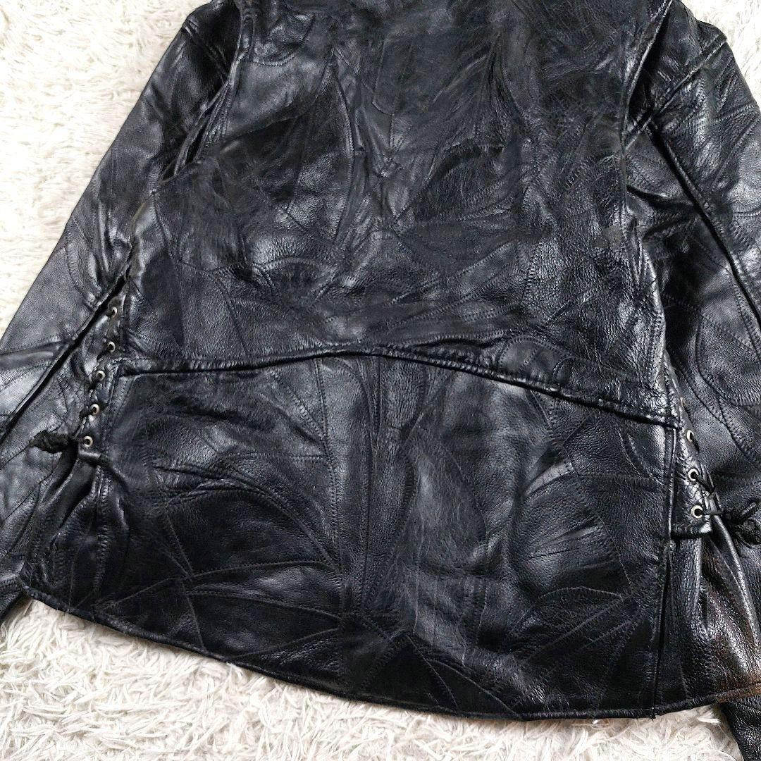 XL 短丈 ツギハギ y2k 90~00s アメジャン ダブルレザー ライダース