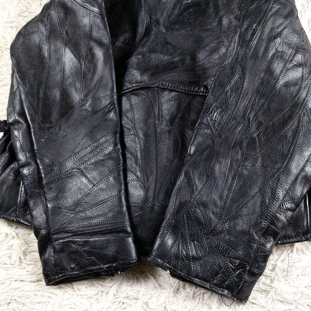 XL 短丈 ツギハギ y2k 90~00s アメジャン ダブルレザー ライダース