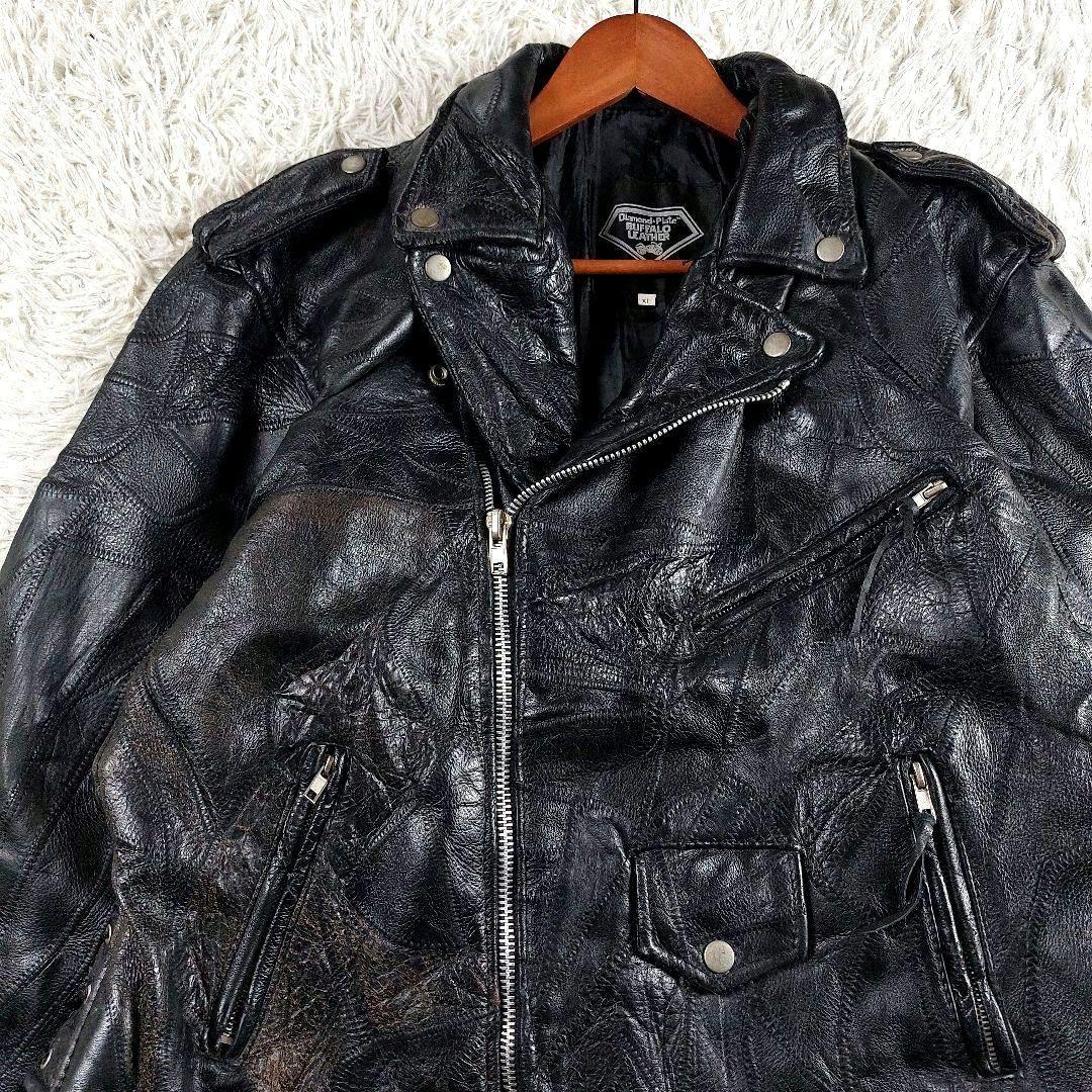 XL 短丈 ツギハギ y2k 90~00s アメジャン ダブルレザー ライダース