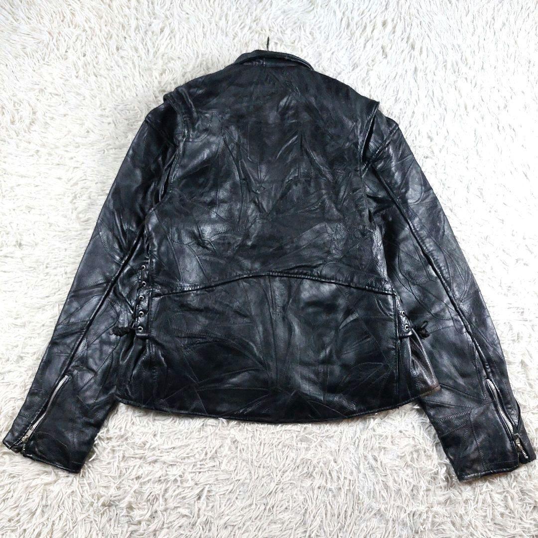 XL 短丈 ツギハギ y2k 90~00s アメジャン ダブルレザー ライダース