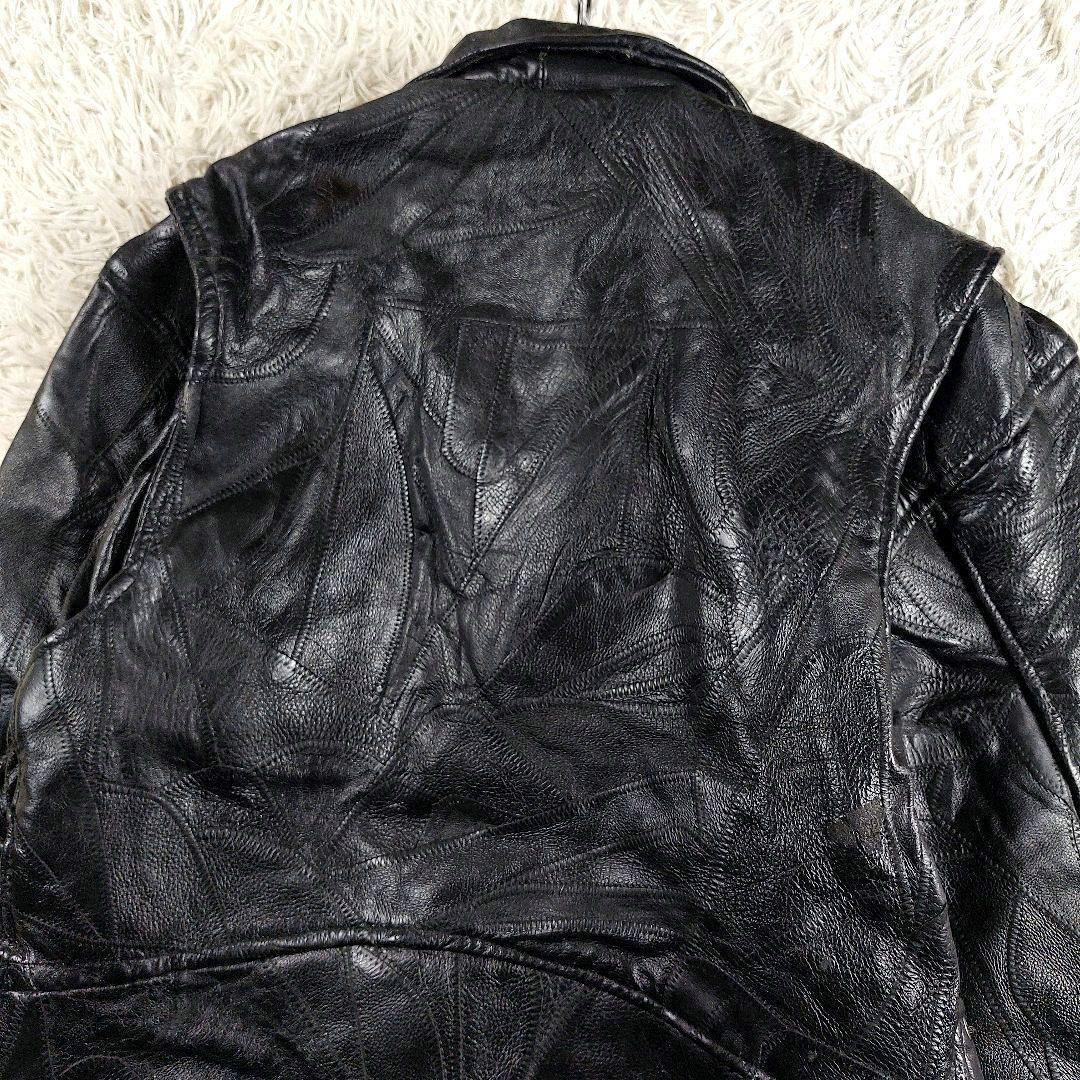 XL 短丈 ツギハギ y2k 90~00s アメジャン ダブルレザー ライダース