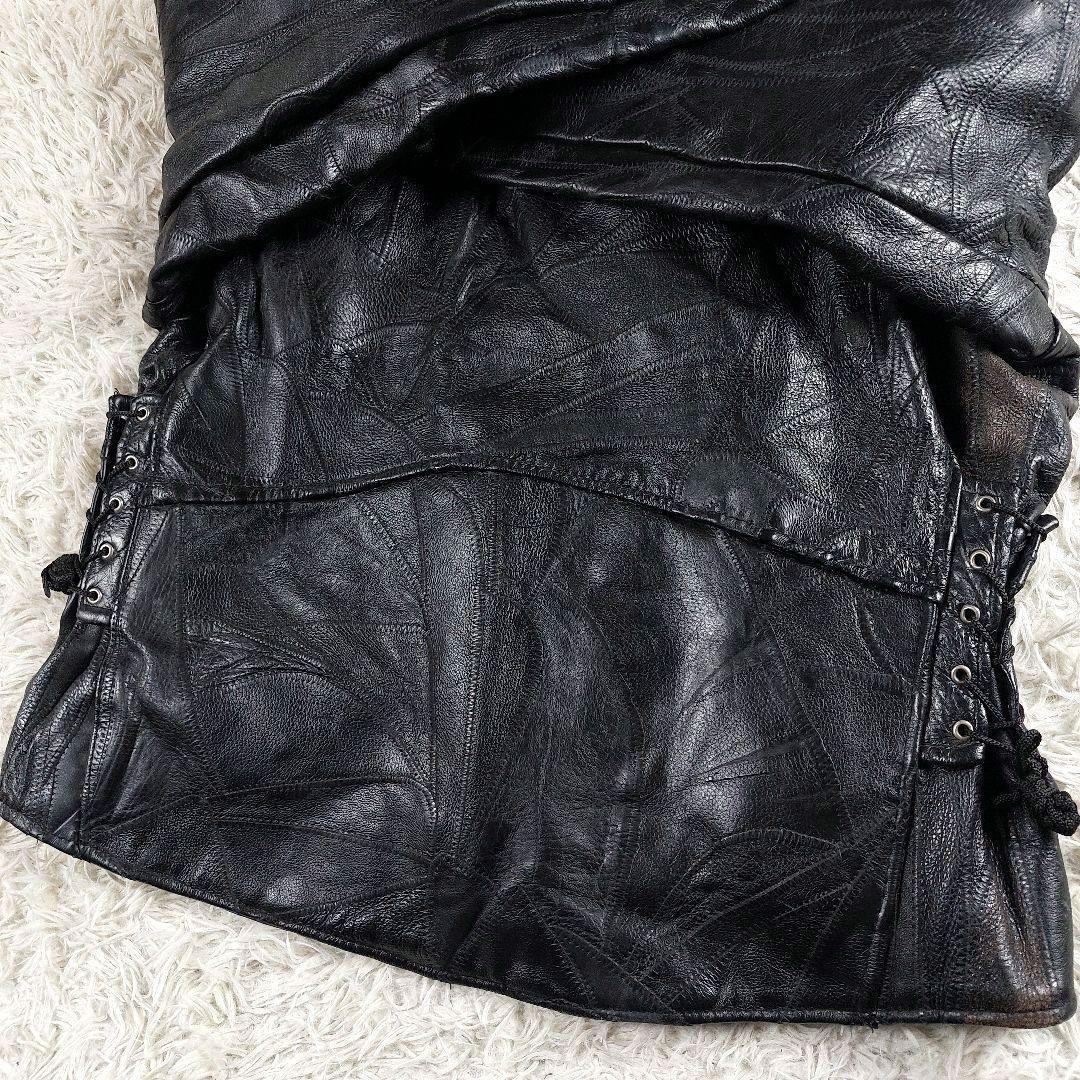 XL 短丈 ツギハギ y2k 90~00s アメジャン ダブルレザー ライダース