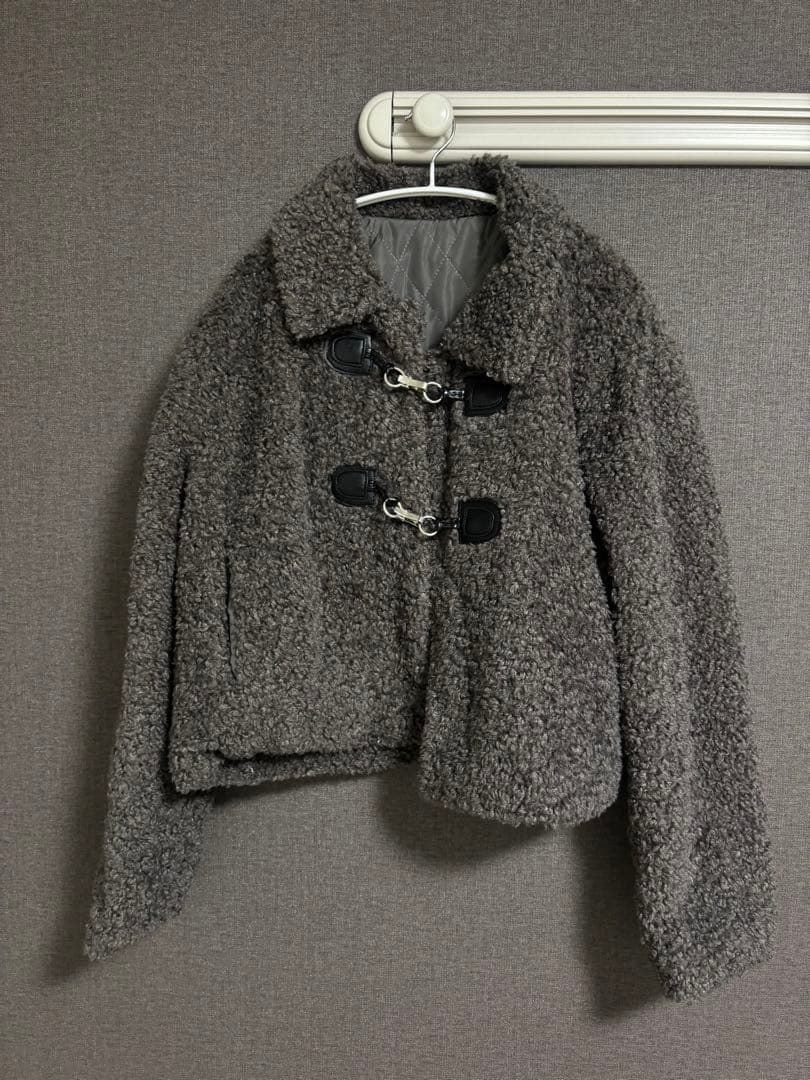 anyonemore ボアショートコート ダッフルコート grey