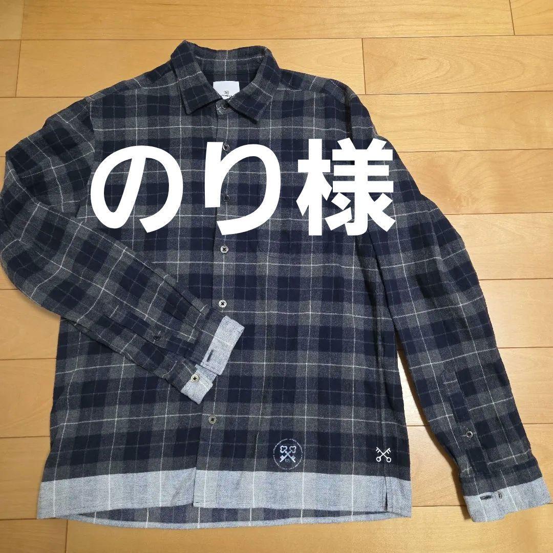 【美品】uniform experimentネルシャツ ネイビー系チェック