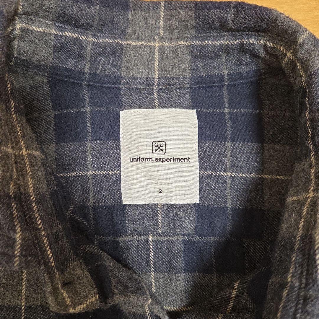 【美品】uniform experimentネルシャツ ネイビー系チェック