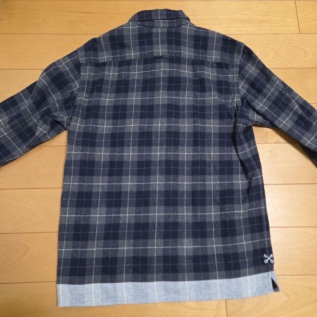 【美品】uniform experimentネルシャツ ネイビー系チェック