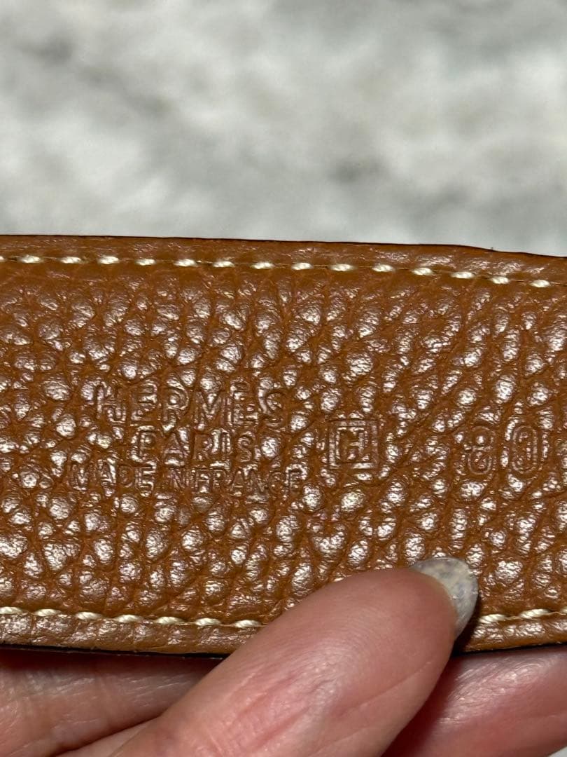 HERMES レザーベルト H型バックル サイズ80