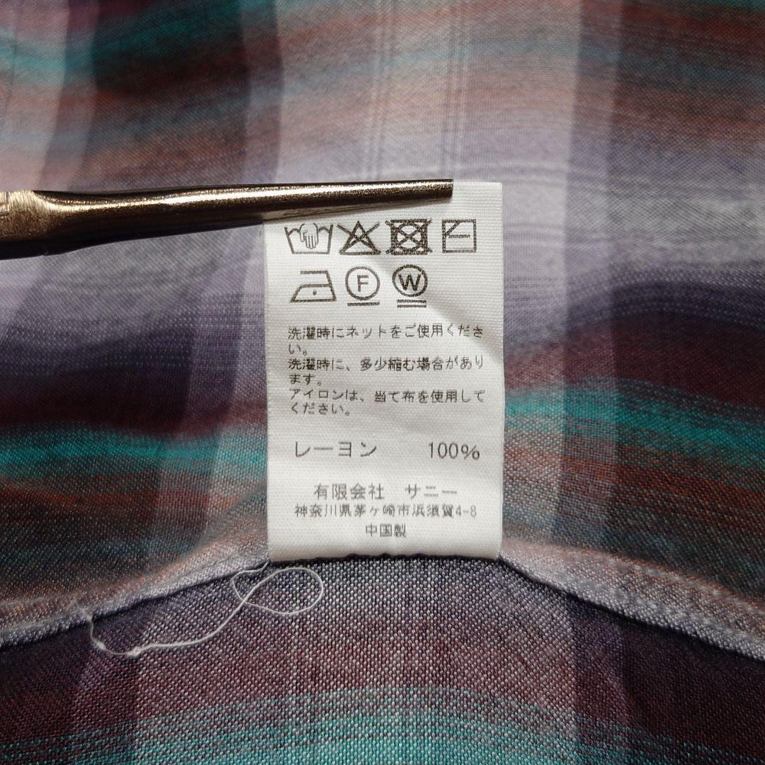 Towncraft オンブレチェックシャツ レーヨン ブラック M