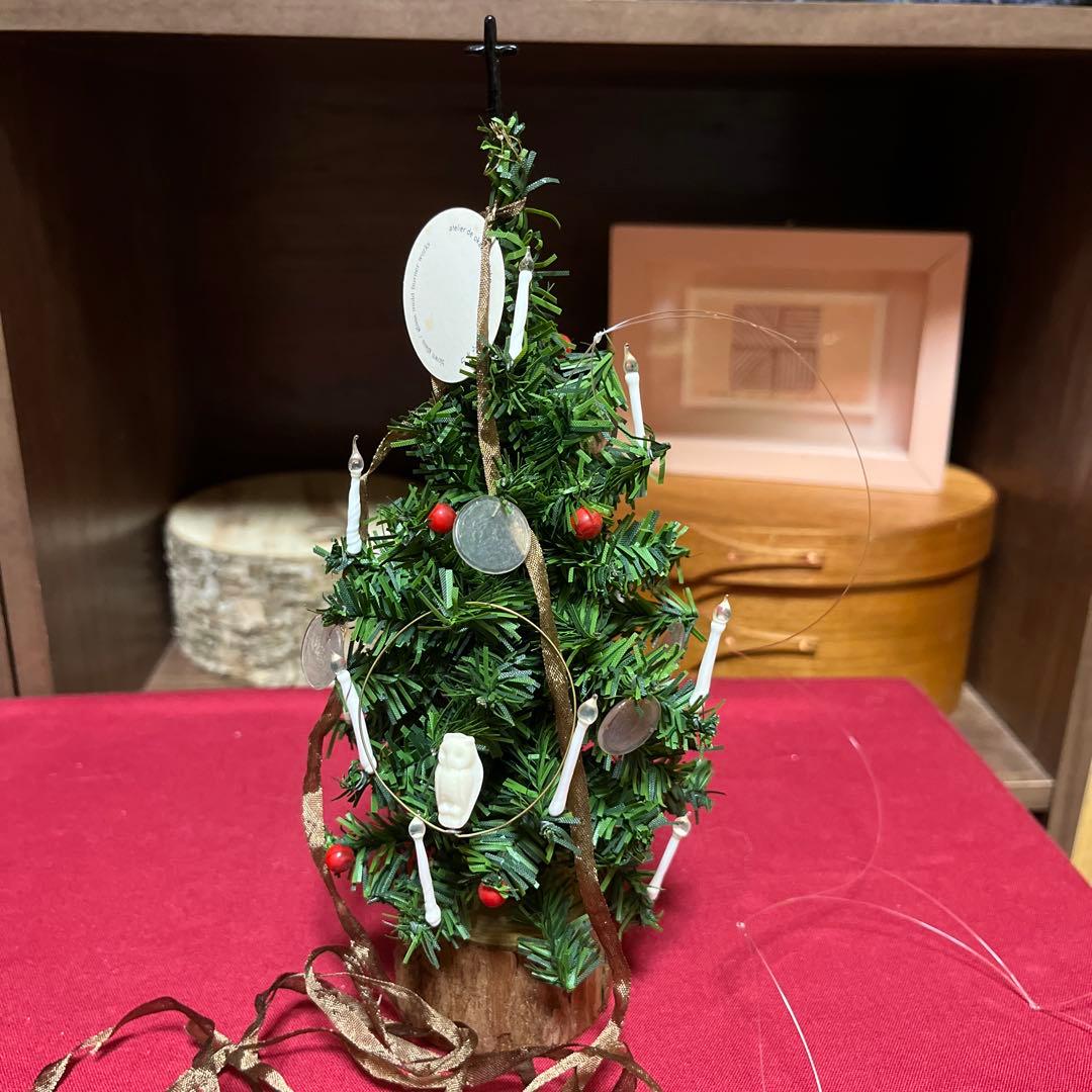 オカベマキコ　クリスマスツリー　ガラス　フクロウモチーフ付き