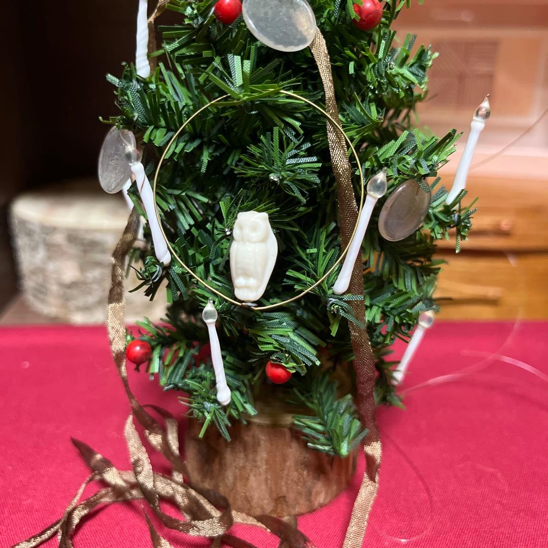 オカベマキコ　クリスマスツリー　ガラス　フクロウモチーフ付き