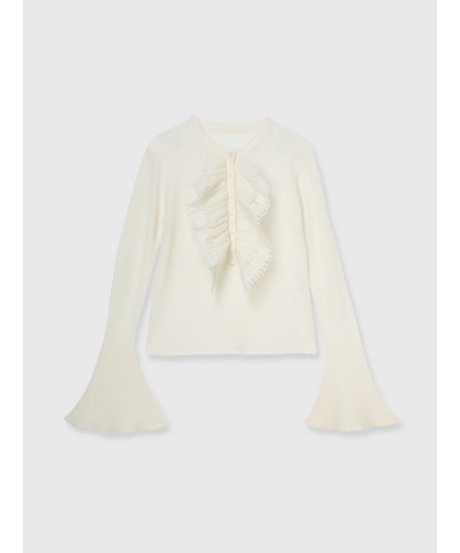 anuans カスケードフリルニットトップス アイボリー