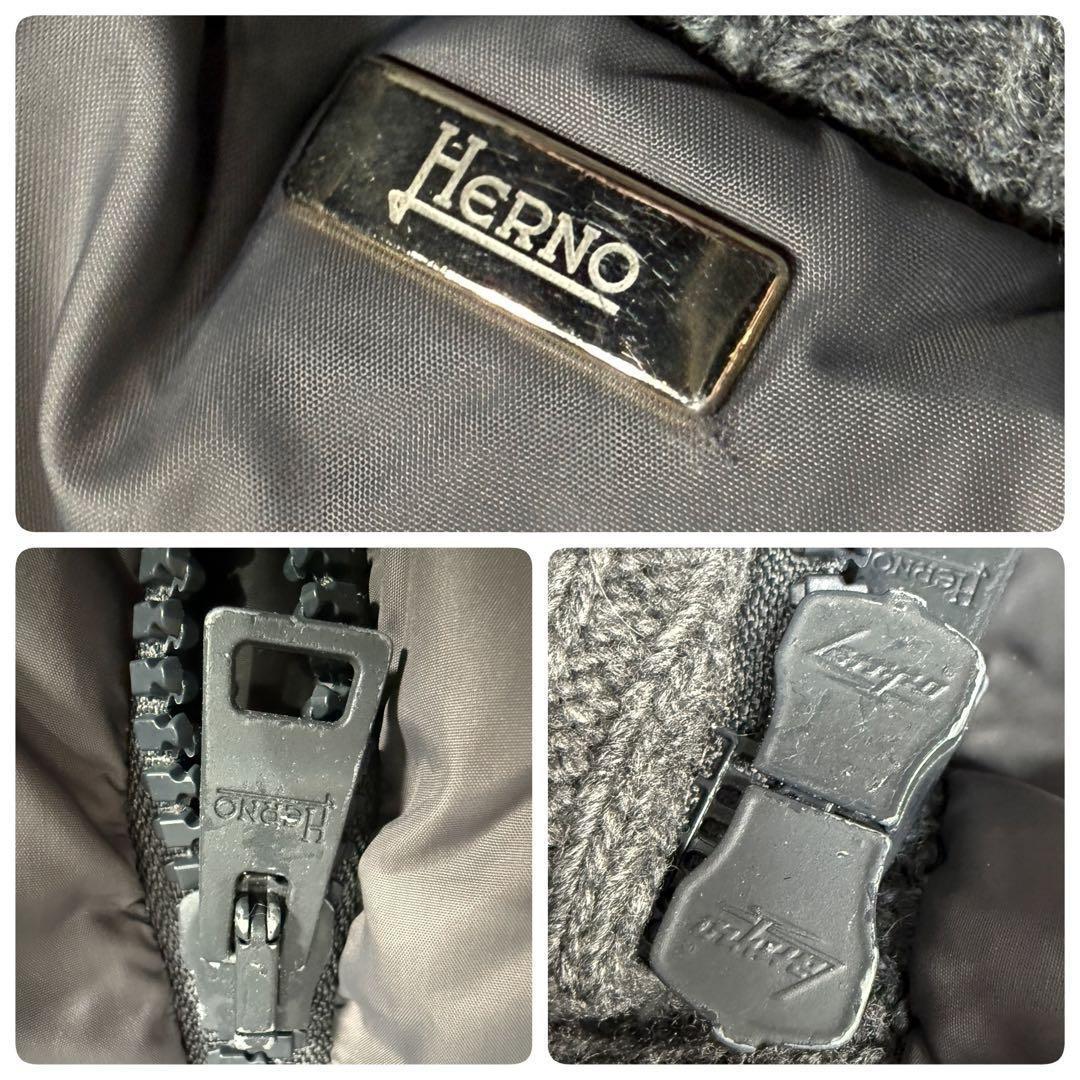 HERNO POLAR-TECH 切替 ロング リブニット ダウンコート