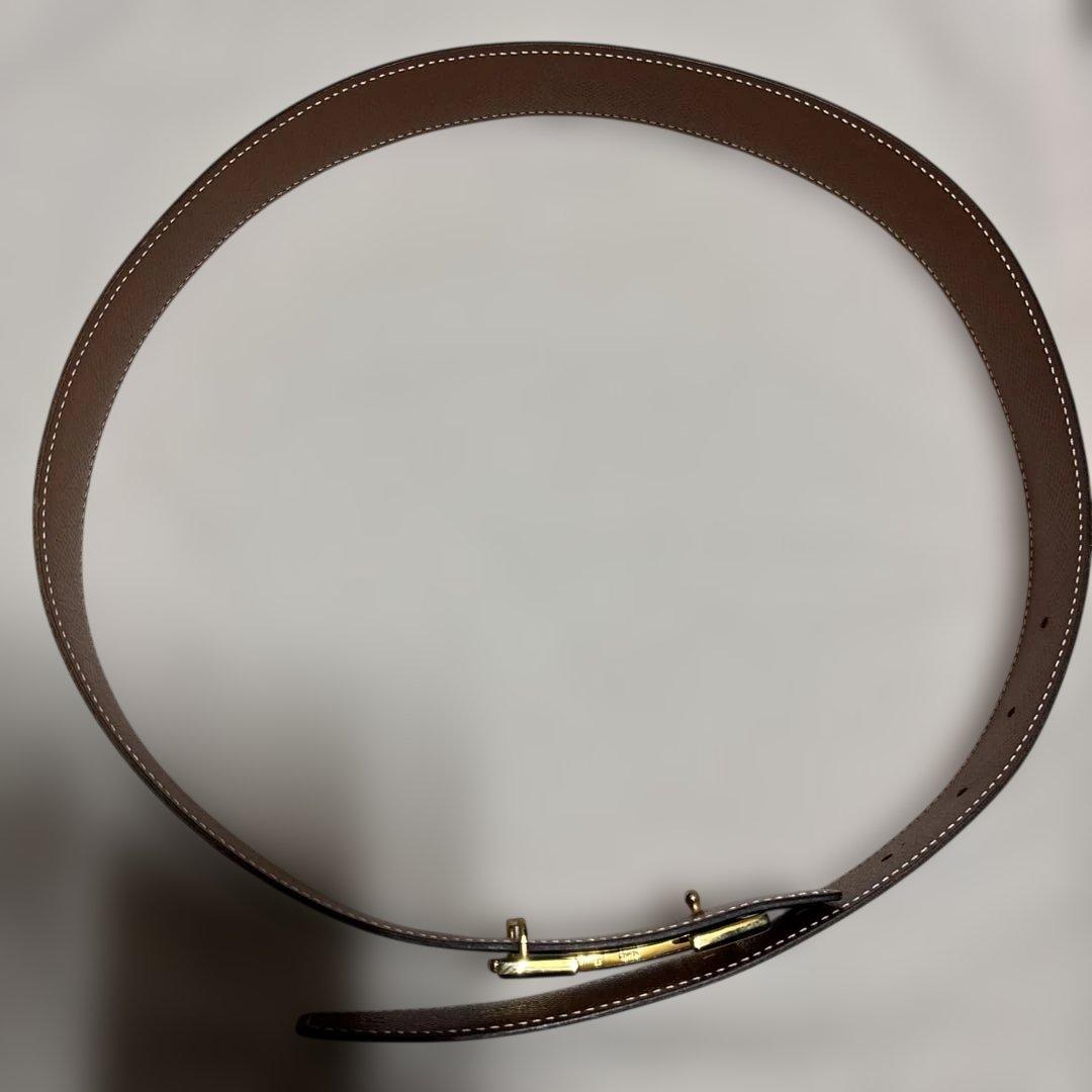 本日まで！新品HERMES レザーベルトリバーシブル ブラック　ゴールドH 75