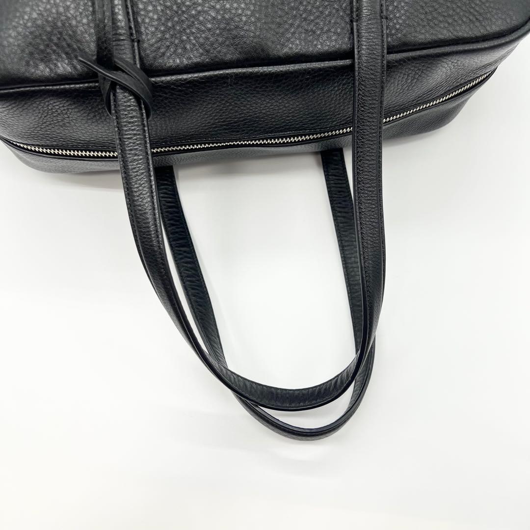 未使用級✨アニエスベー　ボストンバッグ　牛革　ブラック　南京錠　A4可　肩掛け可