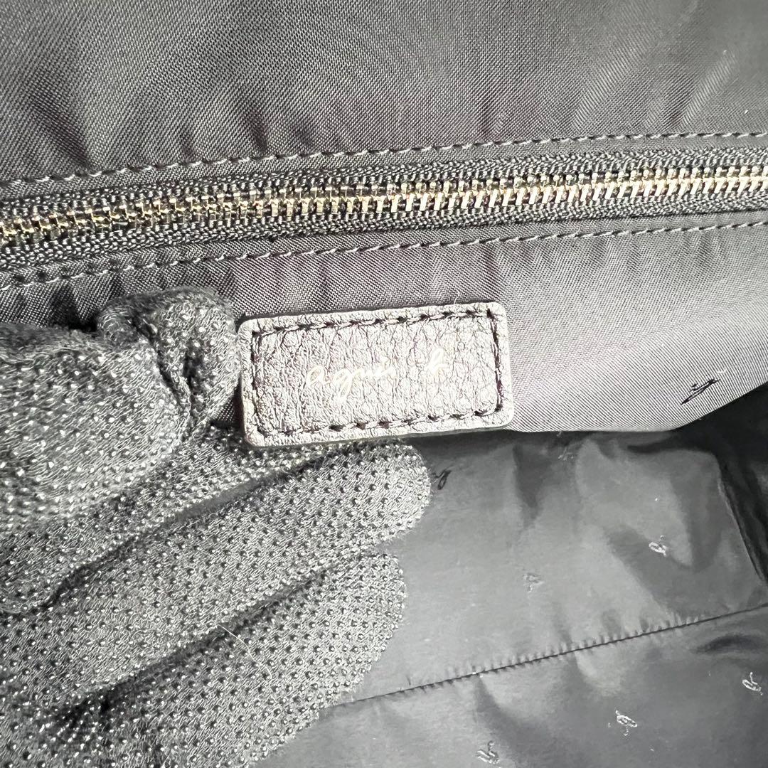 未使用級✨アニエスベー　ボストンバッグ　牛革　ブラック　南京錠　A4可　肩掛け可