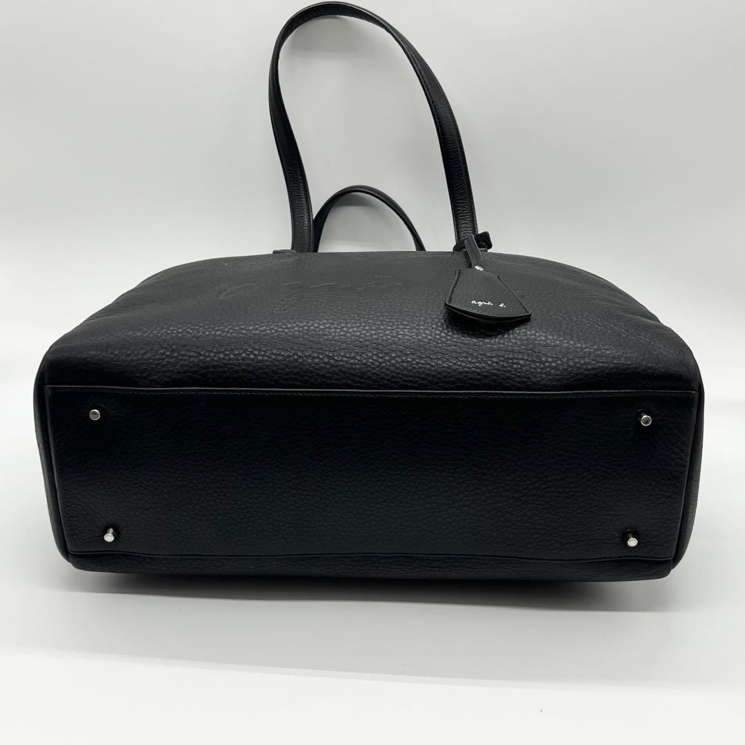 未使用級✨アニエスベー　ボストンバッグ　牛革　ブラック　南京錠　A4可　肩掛け可